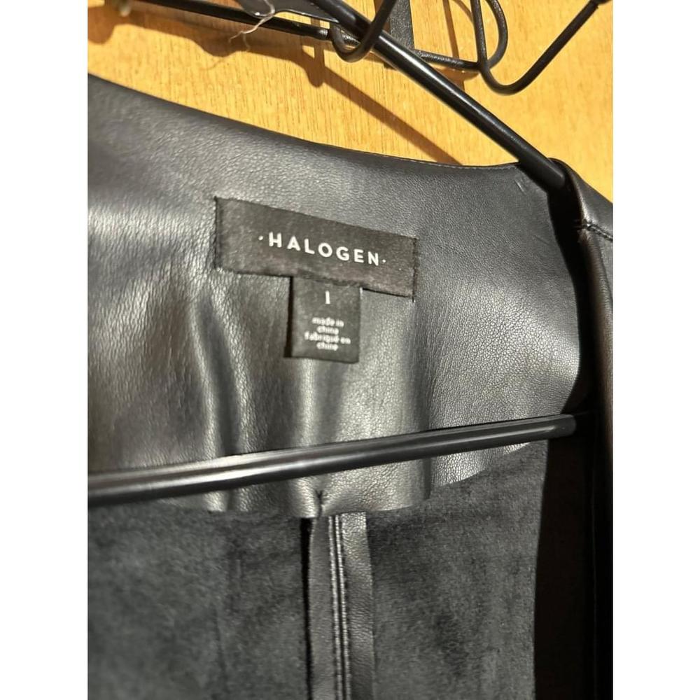 Womens Halogen Classy Chic Black Faux Leather Blazer Size Large NWT